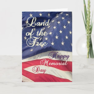 Happy Memorial Day/Land of the Free on Flag Card