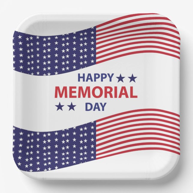 Happy Memorial Day  Paper Plates (Front)
