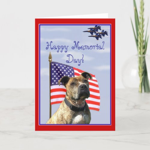 Happy Memorial Day Pitbull greeting card