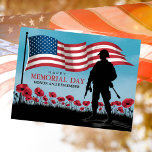 Happy Memorial Day Red Poppies Military  Holiday Postcard
