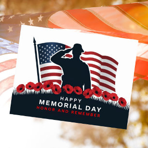 Happy Memorial Day Red Poppies Military Holiday Postcard