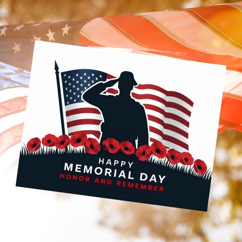 Happy Memorial Day Red Poppies Military  Holiday Postcard