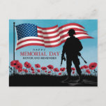 Happy Memorial Day Red Poppies Military Postcard