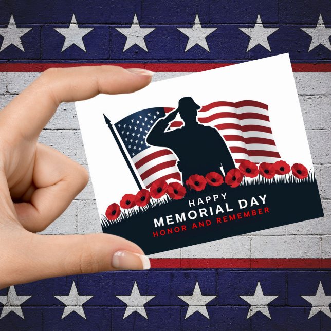 Happy Memorial Day Red Poppies Military  Postcard (Memorial Day Postcard)