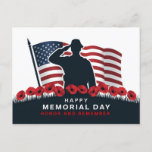 Happy Memorial Day Red Poppies Military  Postcard