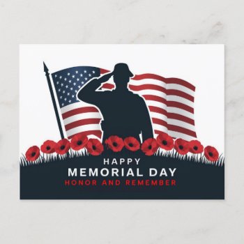 Happy Memorial Day Red Poppies Military  Postcard by nadil2 at Zazzle