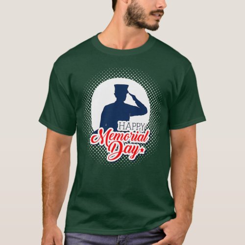 Happy Memorial Day Soldier Saluting T_Shirt