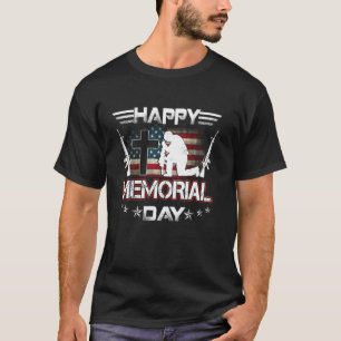 Happy Memorial Day Usa Flag American Patriotic Arm T-Shirt