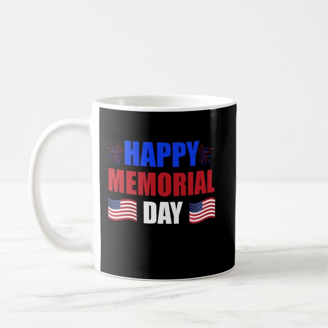 Happy Memorial Day USA Flag American Patriotic Coffee Mug (Left)