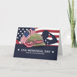 Happy Memorial Day USA Flag Military Card