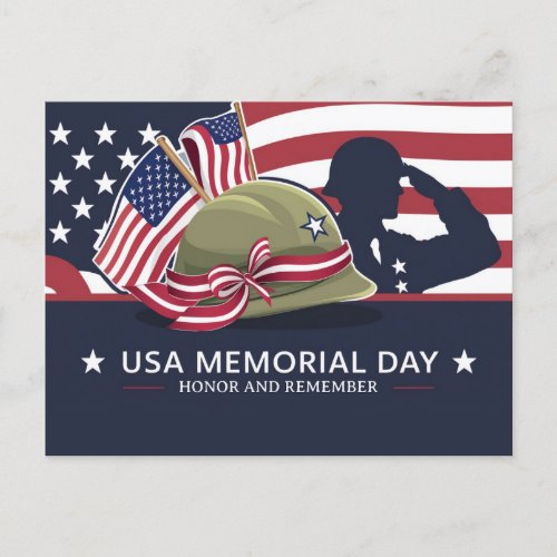 Happy Memorial Day USA Flag Military Holiday Postcard