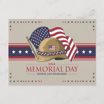 Happy Memorial Day Usa Flag Military Holiday Postcard by HasCreations at Zazzle
