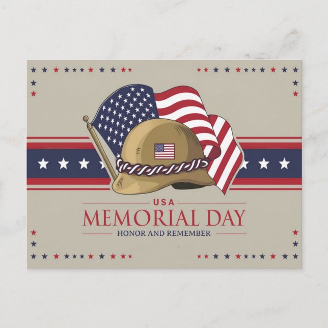 Happy Memorial Day USA Flag Military Holiday Postcard (Front)