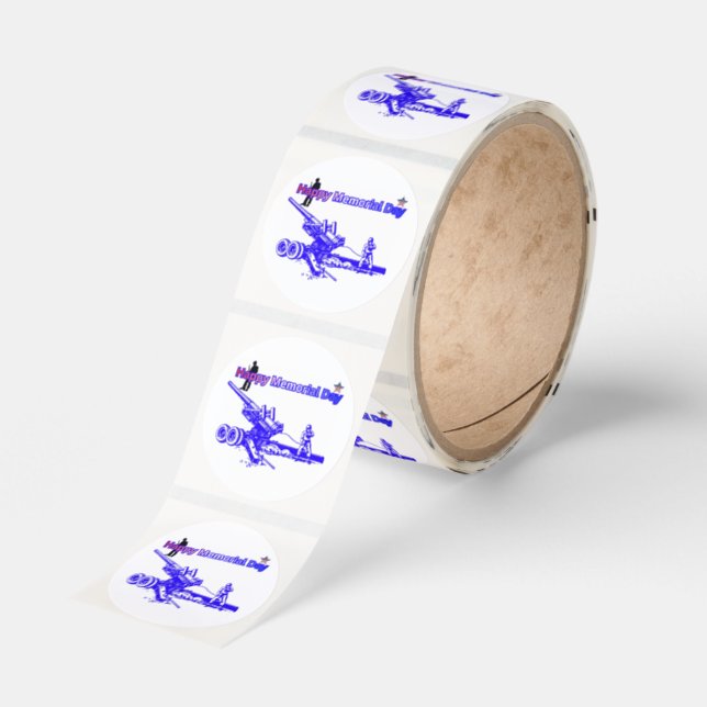 Happy memorial day white classic round sticker (Roll)