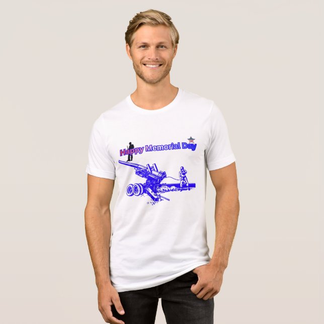 Happy memorial day white Tri-Blend shirt (Front Full)