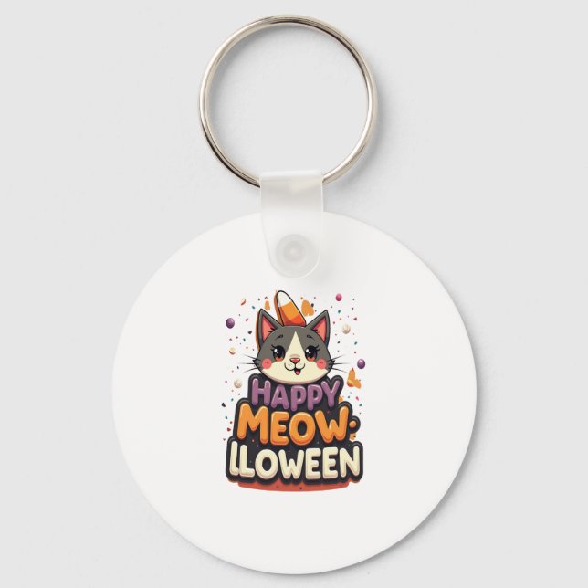 Happy Meow-lloween Cat Keychain (Front)