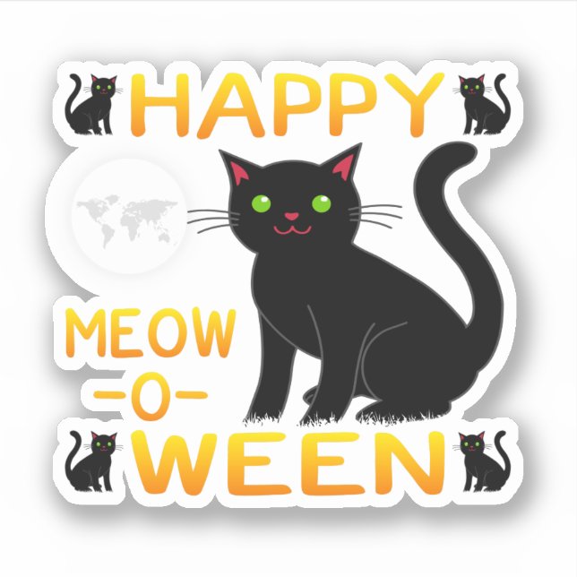Happy Meow-O-Ween – Black Cats Sticker (Front)