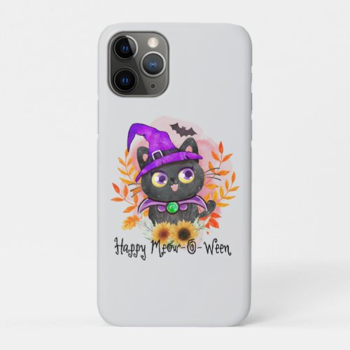 Happy Meow_o_ween _Black Witch Cat iPhone 11 Pro Case