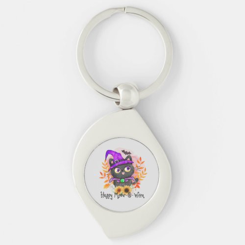 Happy Meow_o_ween _Black Witch Cat Keychain