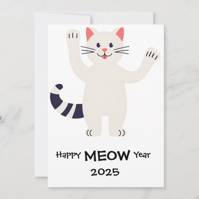 Happy MEOW Year 2025 Smiling cat Card (Front)