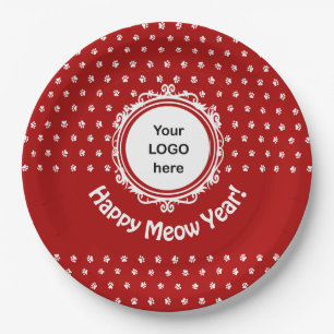 'Happy Meow Year' Cat Business Paper Plates