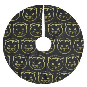 Happy Meow Year - Custom background color Brushed Polyester Tree Skirt