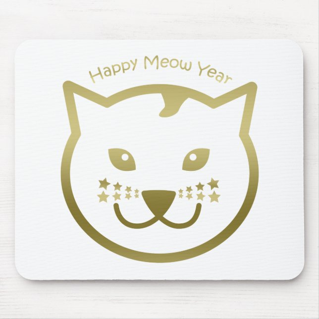 Happy Meow Year - Custom background color Mouse Pad (Front)