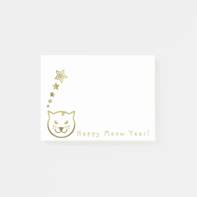 Happy Meow Year - Custom background color Post-it Notes (Front)