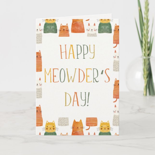 Happy Meowder's Day Cat Mom Cute Mother's Day Card (Front)