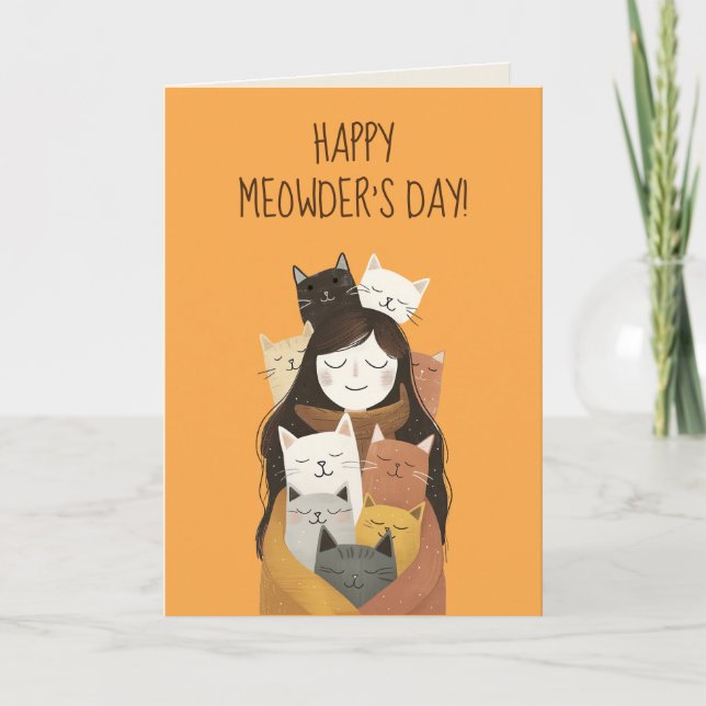 Happy Meowder's Day Cute Cat Mom Mother's Day Card (Front)