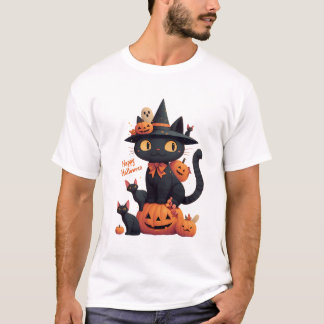 Happy Meoween Cats Cute Halloween T-Shirt