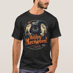Happy Meoween Spooky Kitty Cat Halloween T-Shirt