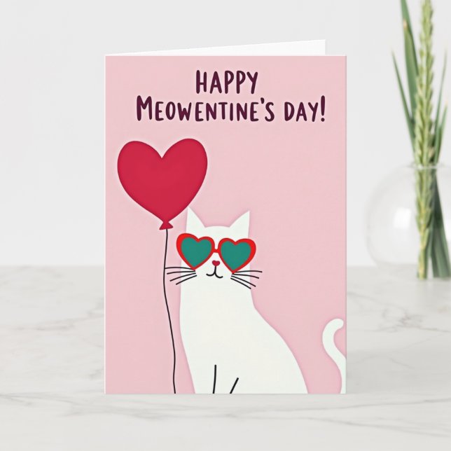 Happy Meowentine Day Cat Card (Front)