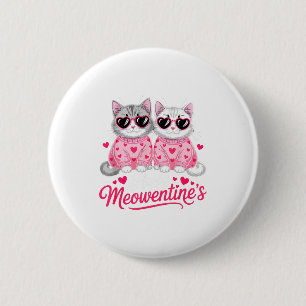 Happy Meowentine’s Cute Romantic Cats Couple Valen Button