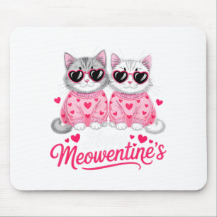Happy Meowentine’s Cute Romantic Cats Couple Valen Mouse Pad