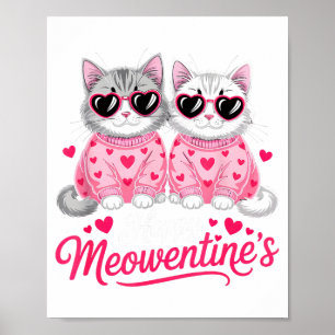Happy Meowentine’s Cute Romantic Cats Couple Valen Poster