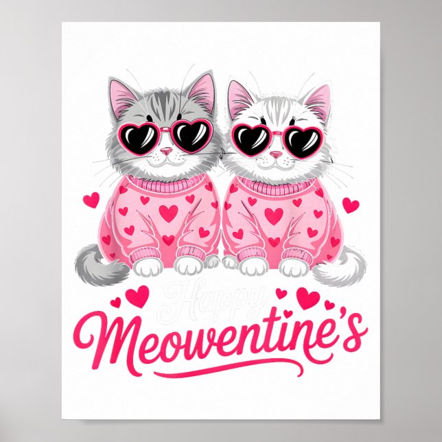 Happy Meowentine’s Cute Romantic Cats Couple Valen Poster (Front)