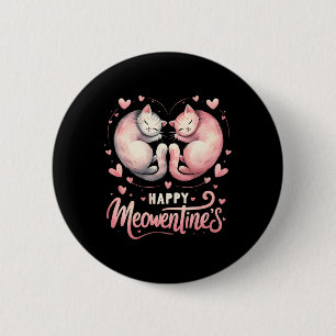 Happy Meowentine's Cute Valentine Cat Lover Couple Button