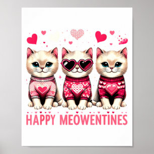 Happy Meowentines Cute Valentine Cats Love Funny M Poster