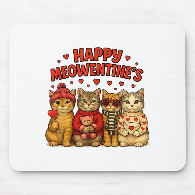 Happy Meowentines Cute Valentine Cats Love Women M Mouse Pad (Front)
