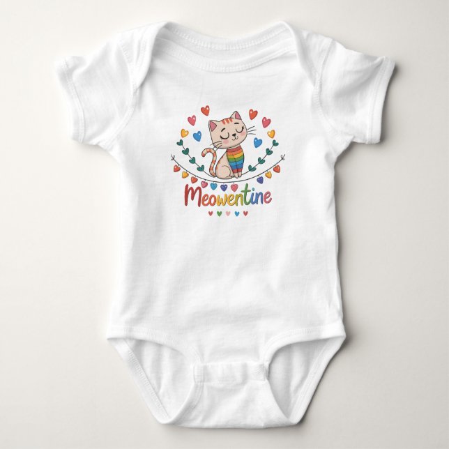 Happy Meowentine's Day Baby Clothes Baby Bodysuit (Front)