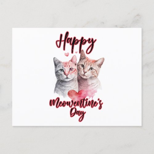 Happy Meowentines Day Cat Couple Valentines Postcard