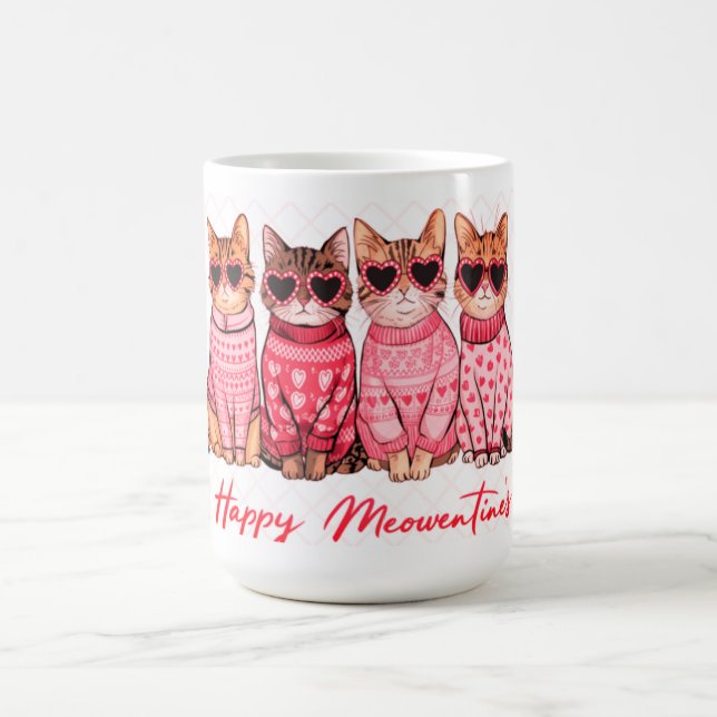 "Happy Meowentines Day Cat Mug" Coffee Mug (Center)