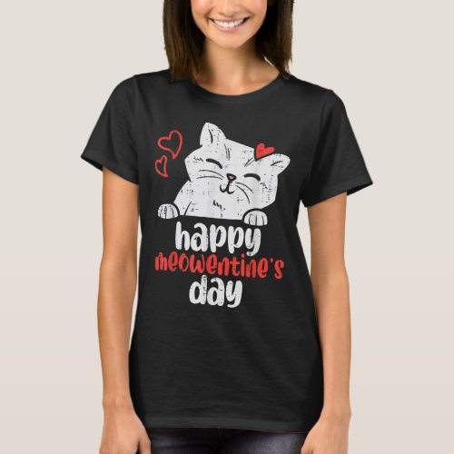 Happy Meowentines Day Cute Valentines Day Cat Love T_Shirt