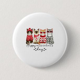 Happy Meowentine's Day Cute Valentines Funny Cat S Button