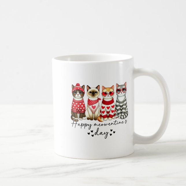 Happy Meowentine's Day Cute Valentines Funny Cat S Coffee Mug (Right)