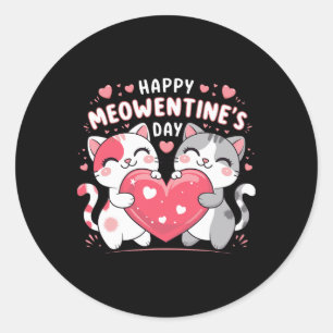 Happy Meowentine's Day Funny Cute Cat Lover Valent Classic Round Sticker