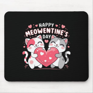 Happy Meowentine's Day Funny Cute Cat Lover Valent Mouse Pad