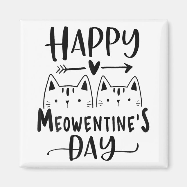 Happy Meowentine's Day Funny Valentine's Day Cat L Magnet (Front)