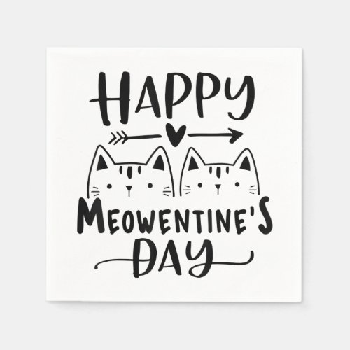 Happy Meowentines Day Funny Valentines Day Cat L Napkins